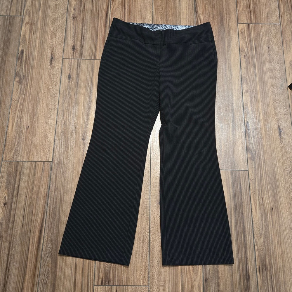 Metaphor Womens Pinstripe Flare Dress Pants Black White Office Career Size 10